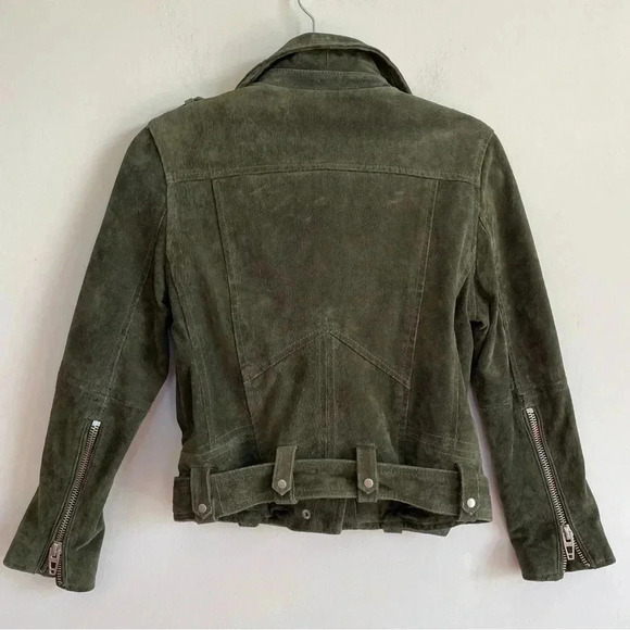 Blank NYC Free People Green Suede Moto Jacket 100% Leather Boho Womens Coat XS - Picture 6 of 16